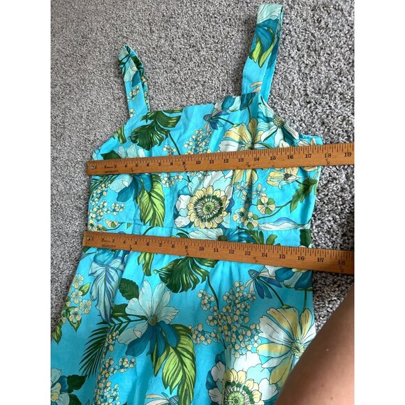 Talbots Linen Women's Sz 6 A-Line Midi Sundress Floral Blue - Picture 6 of 9